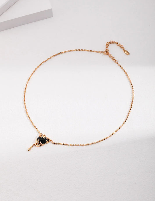 Simple Vintage Black Agate Necklace