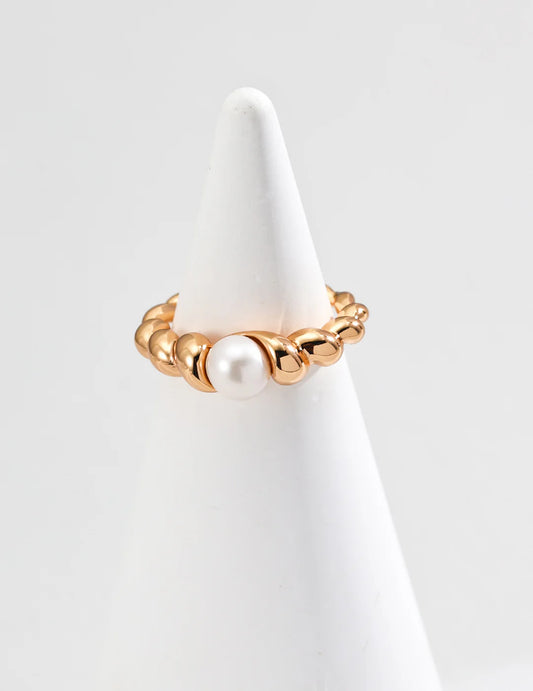 Braided Design Natural Pearl Ring