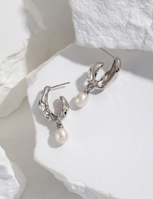 Minimalist Pearl Hoop Earrings