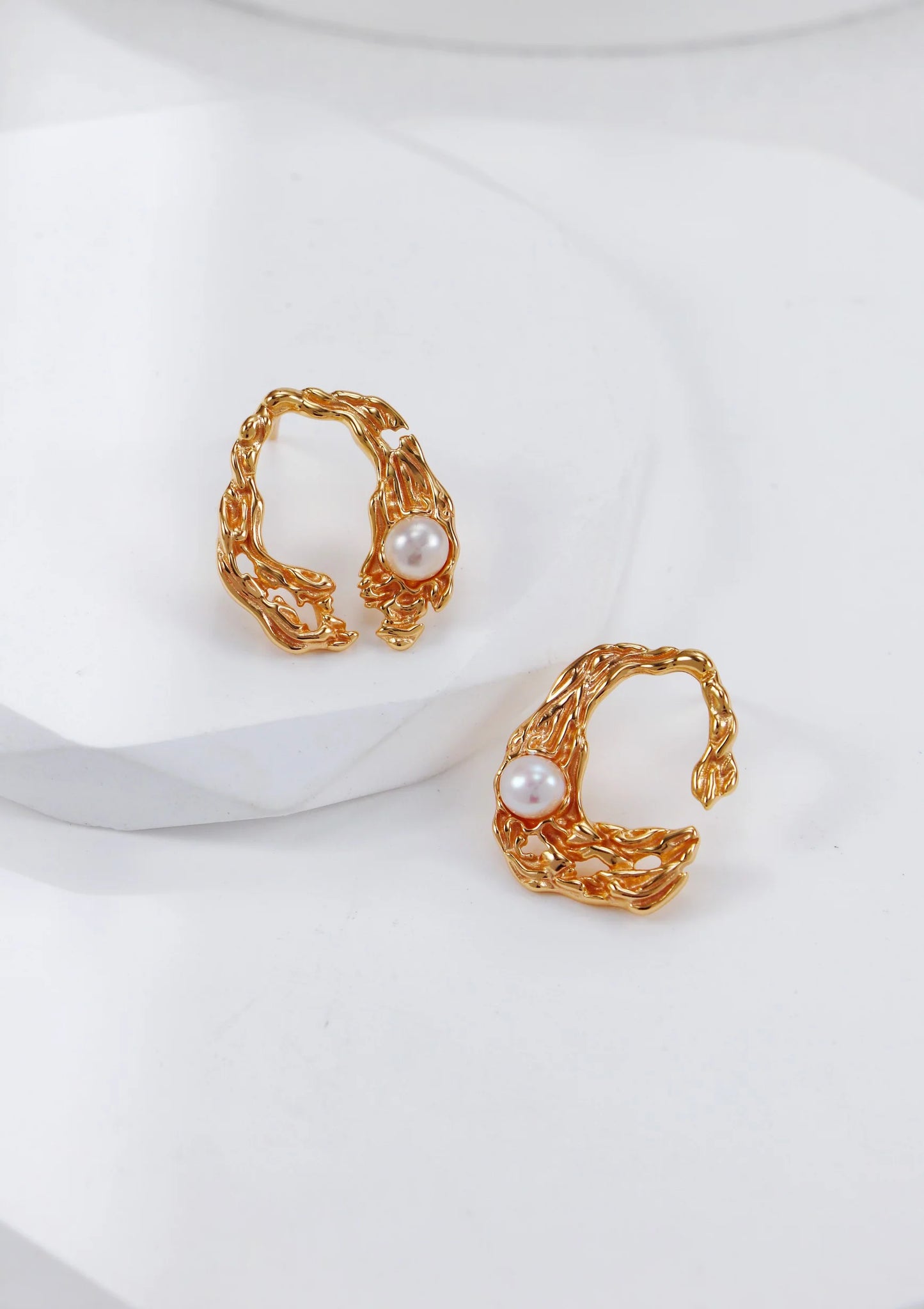 Liquid Metal Pearl Earrings