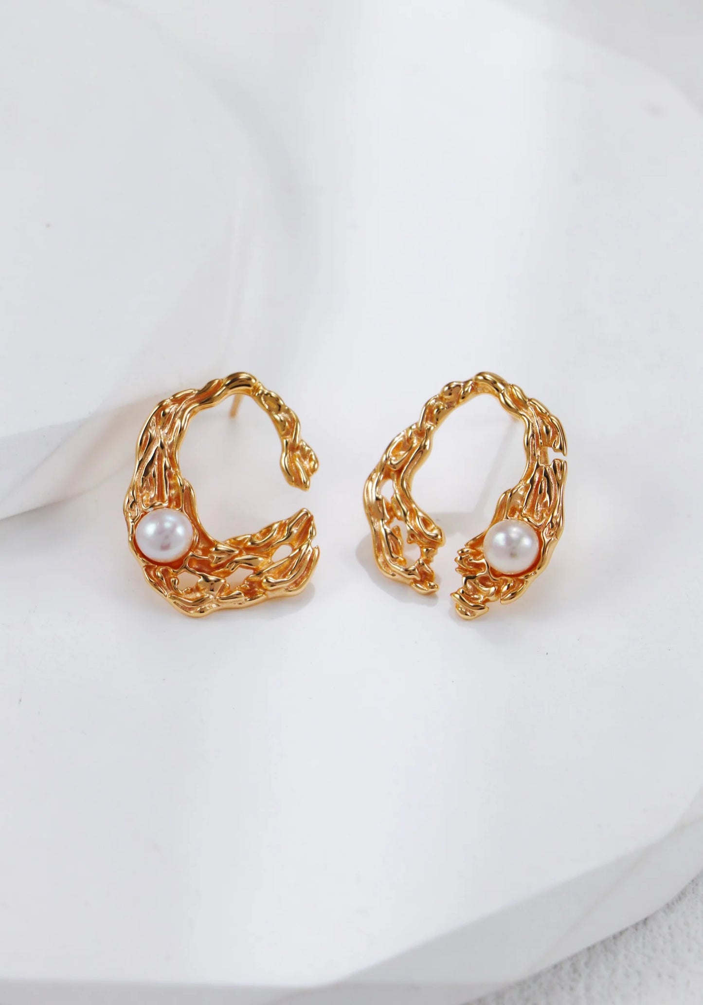 Liquid Metal Pearl Earrings