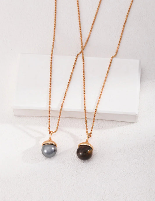 Tiger Eye'S Ball Necklace