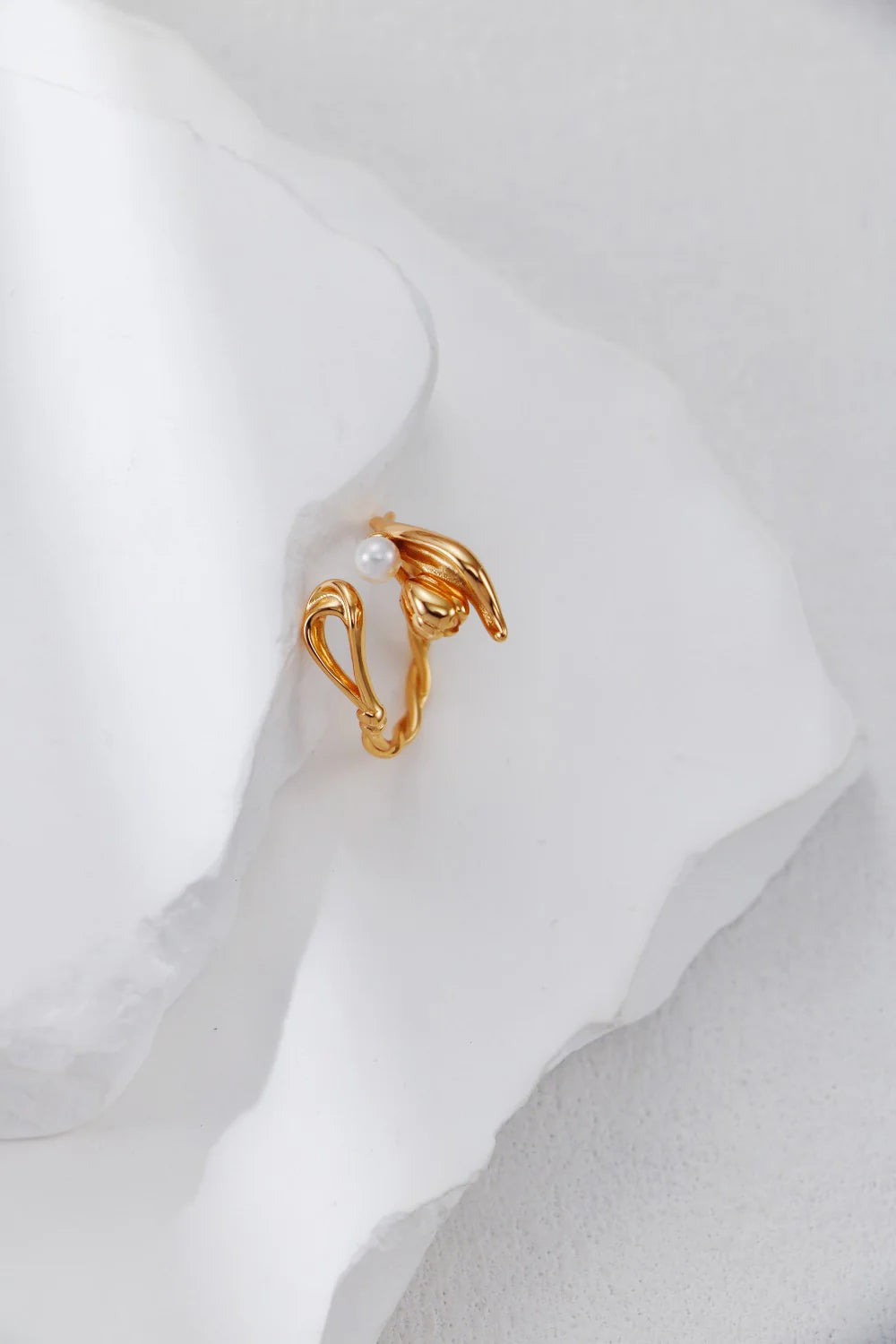 Golden Tulip Pearl Ring