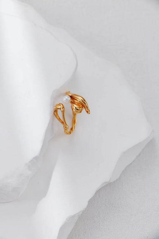 Golden Tulip Pearl Ring