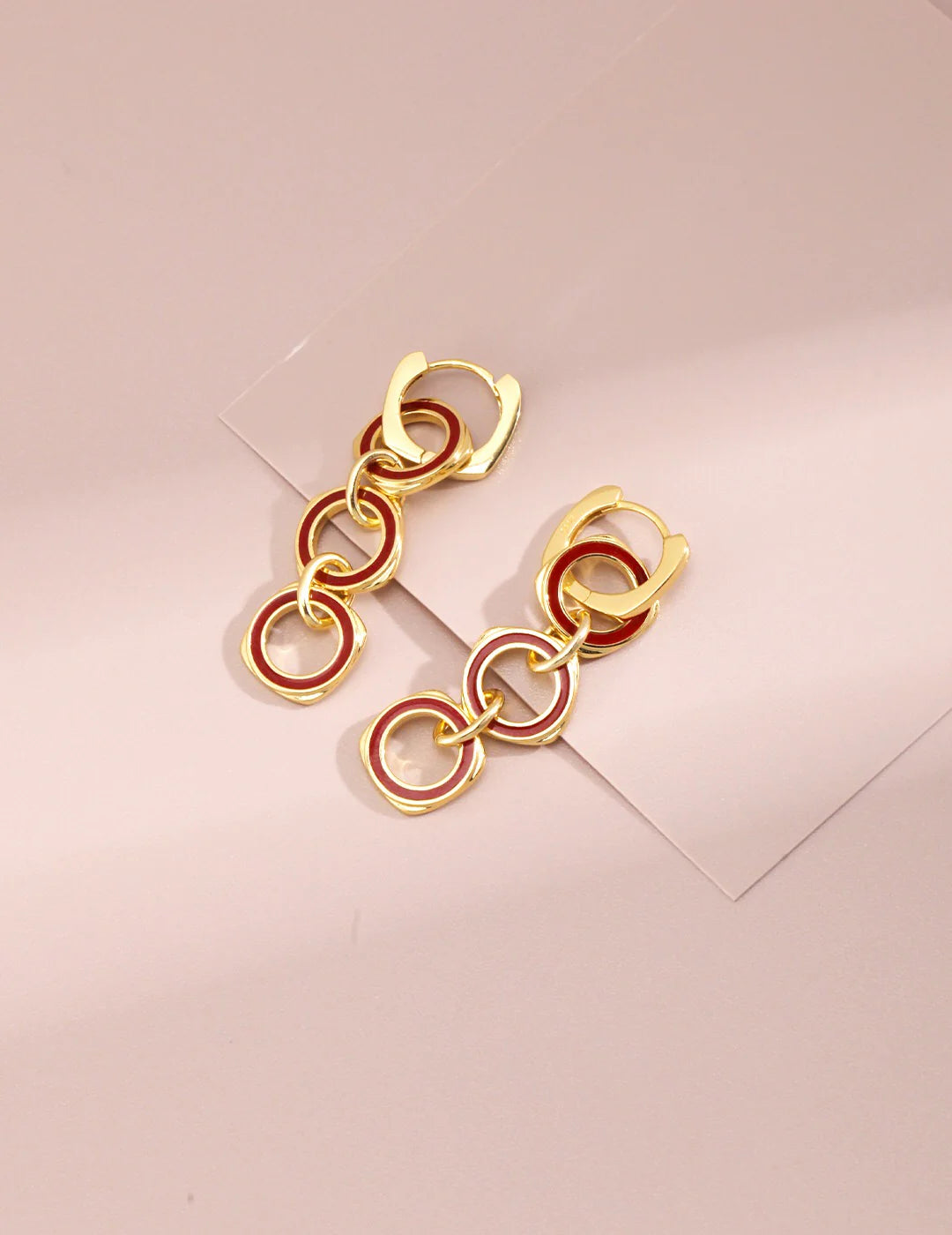 Red Drop Glaze round Earrings