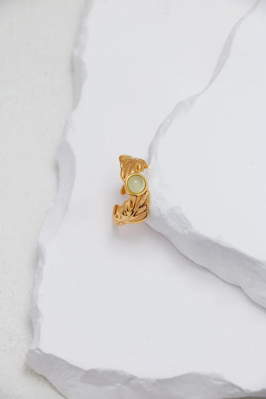 Leaf-Shaped Chalcedony Ring