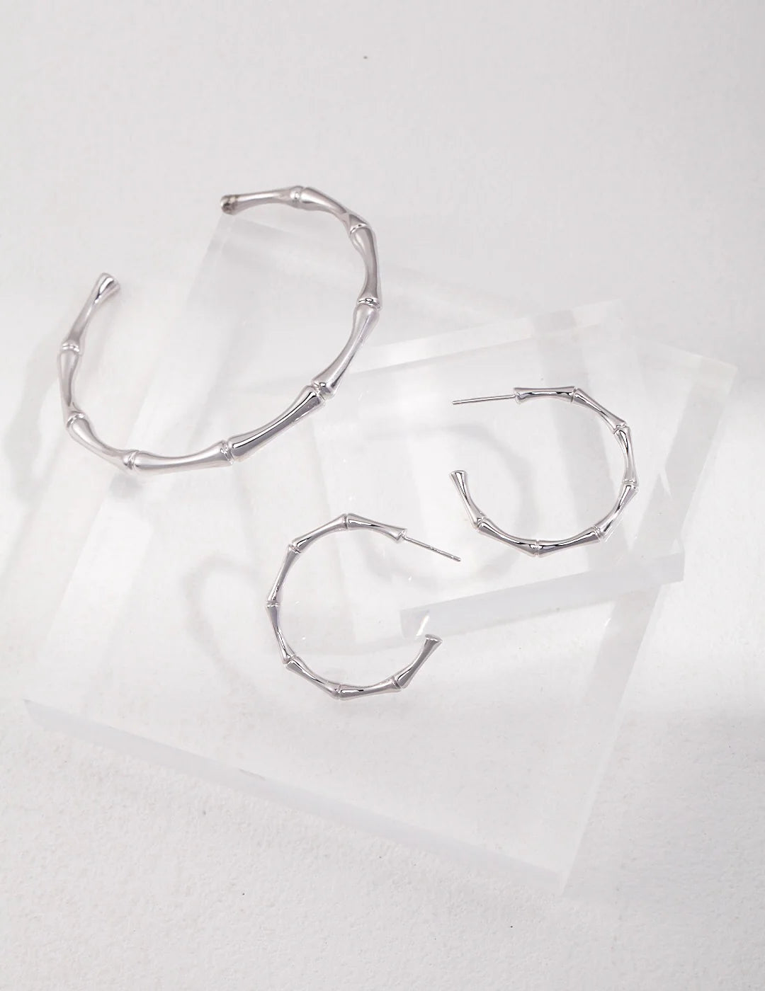 Bamboo Open Hoop Earrings