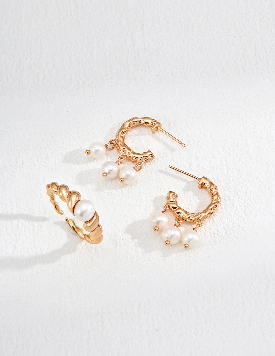 Braided Design Natural Pearl Ring