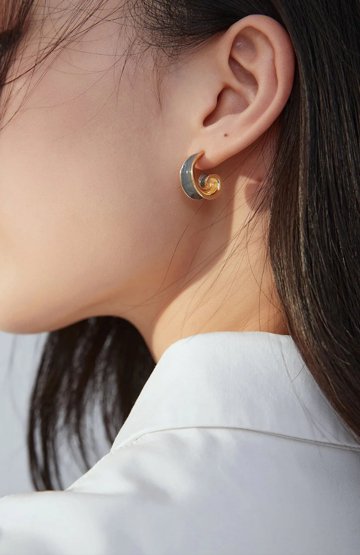 Orecchini Helix Drip Glaze Rosso/Grigio