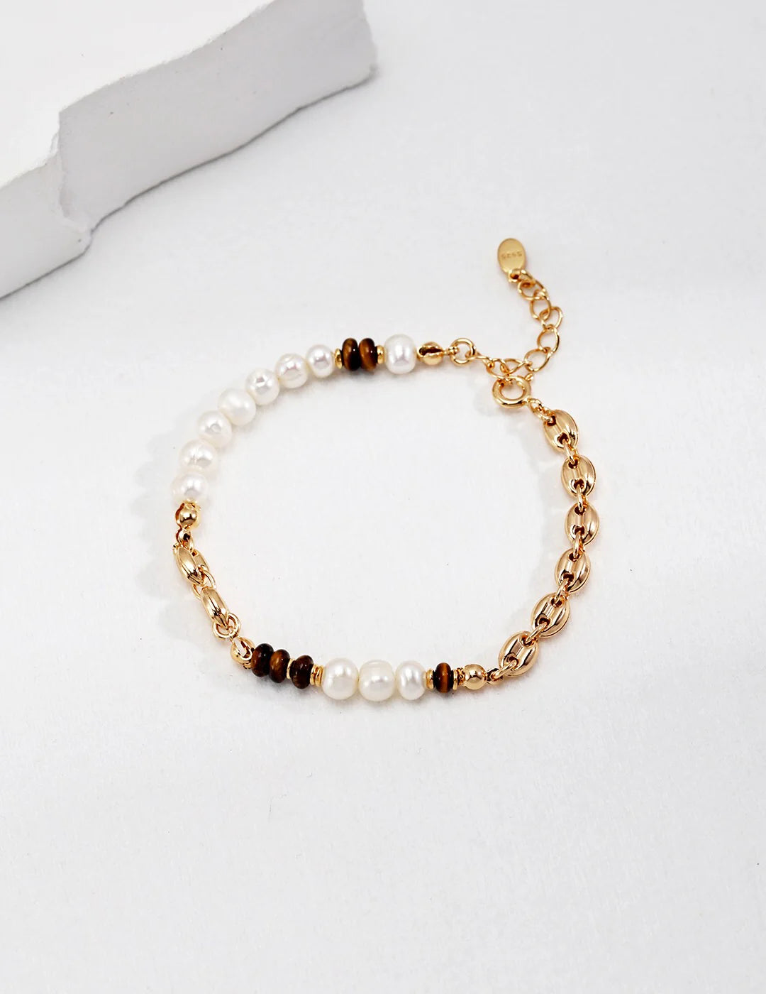 Natural Tiger with Freshwater Pearl Bracelet
