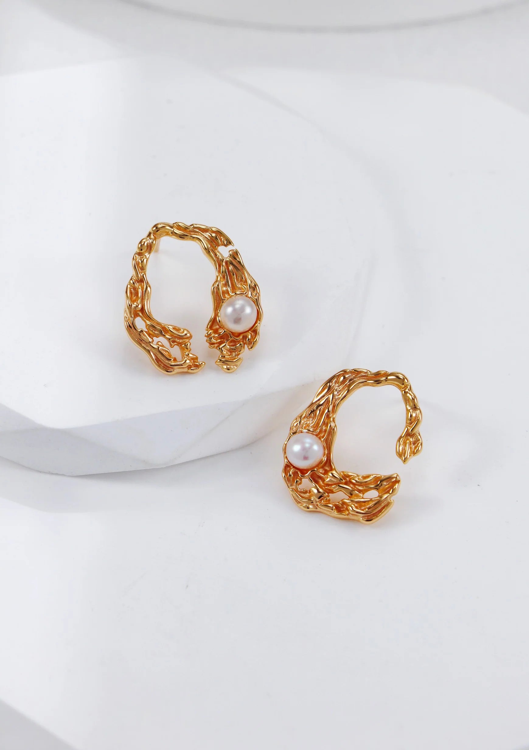 Liquid Metal Pearl Earrings