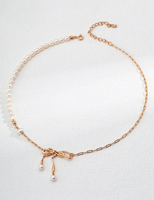 Natural Bowknot Pearl Necklace